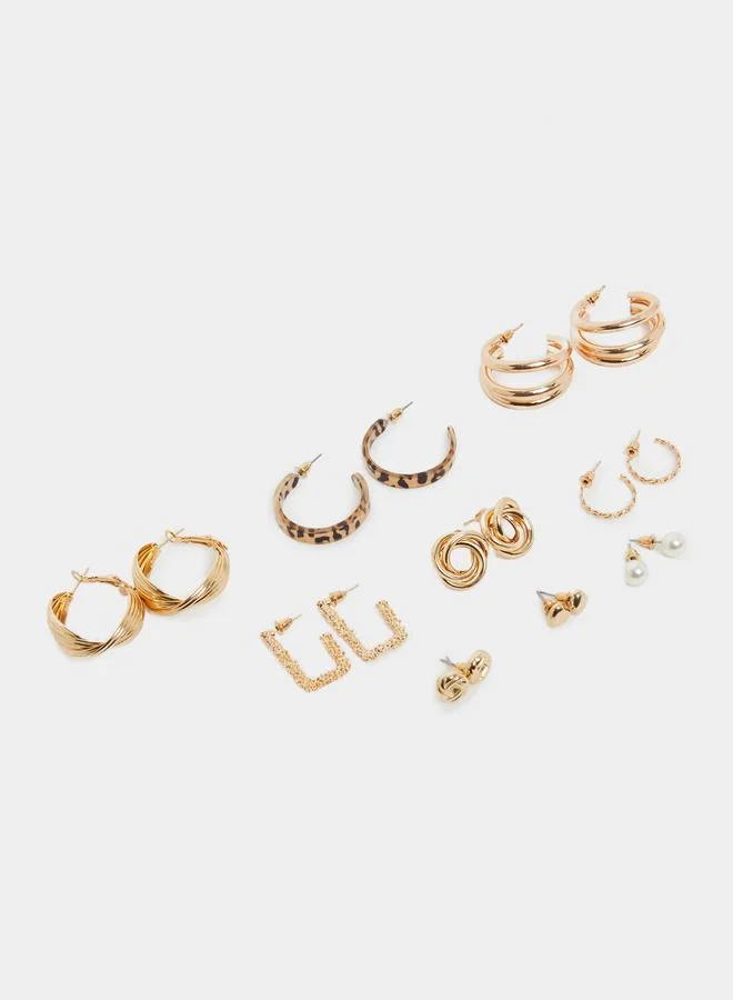 Pack of 9 - Gold Hoop Earrings